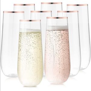 Rose Gold Stemless Plastic Champagne Flutes